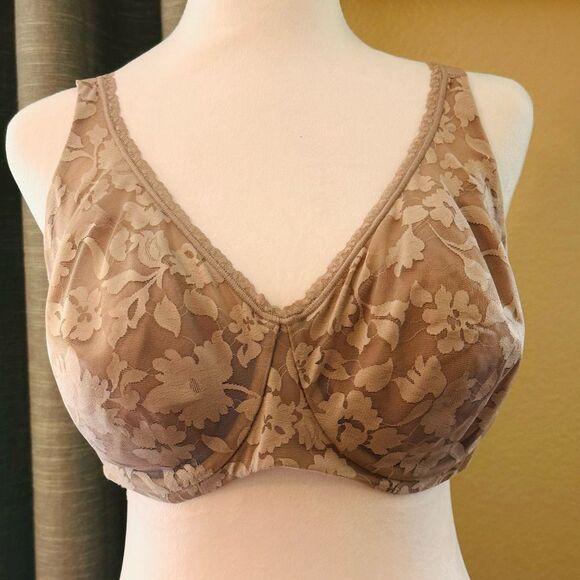 Bali Tan Full Coverage Bra with Floral Design (New without tag) - Picture 1 of 4